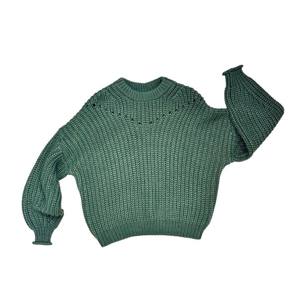 Elodie Dark Green Oversized Pullover Chunky Loose- Knit Cozy Sweater Sz Medium - Picture 8 of 10